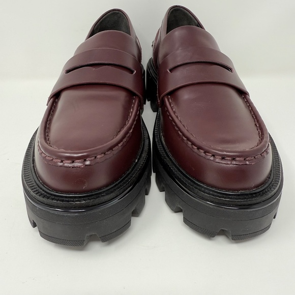 New Rag & Bone Quinn Lug Sole Loafer Burgundy Sz 39.5 - Picture 10 of 14